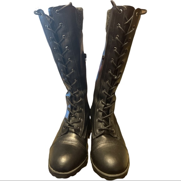 Bongo Womens Angie Combat Boots Black 